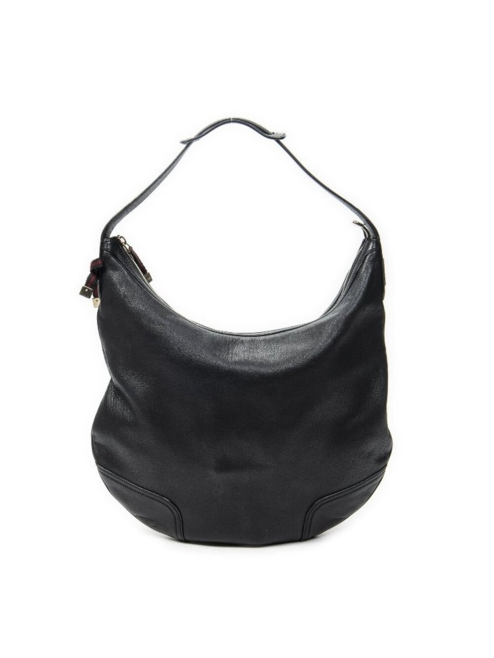 Gucci Large Web Prince Hobo Black Gray Calfskin Leather